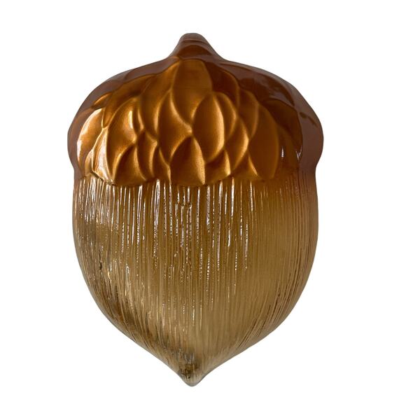 Turkish Amber Glass ACORN Dish Bowl Handmade Fall Autumn Decor by AKCAM New - Picture 11 of 16